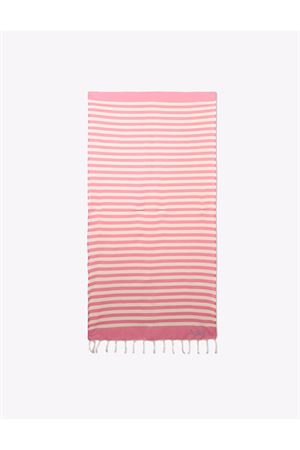 Telo mare in cotone rosa e beige SAINT BARTH KIDS | FOUT01200640L